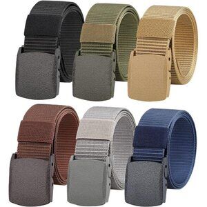 6Pack Tactical Military Nylon Belt Plastic Buckle Metal Free Webbing Canvas Belt